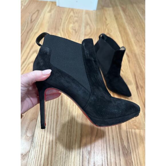 Christian Louboutin Black Suede Ankle Boots - Picture 2 of 16
